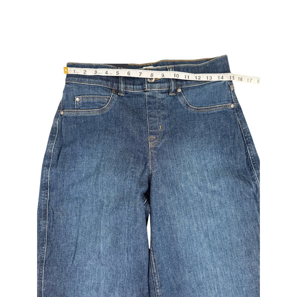 Spanx Cropped Wide-Leg Jeans High-Rise Authentic Blue Size M Stretch Womens NEW - Picture 6 of 11